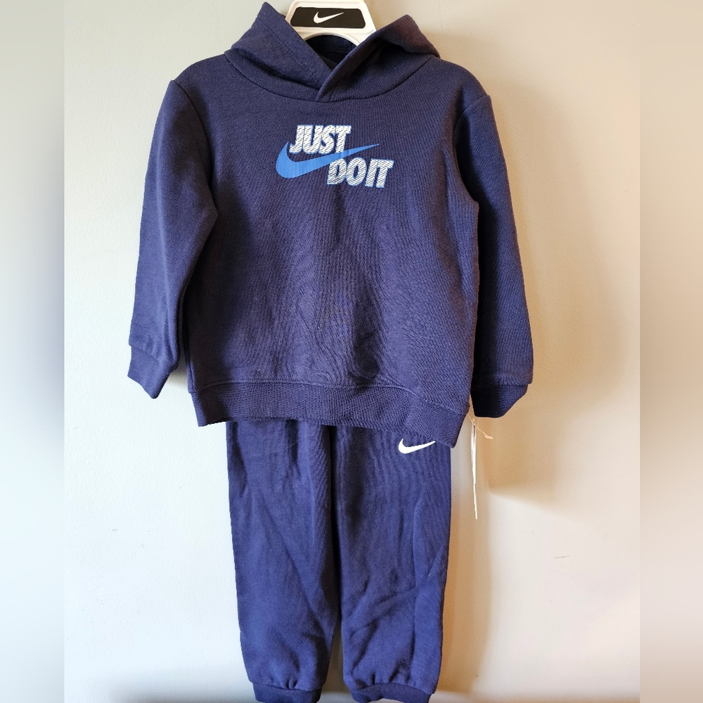 NWT-Nike-Toddler-2 Piece Sweatsuit-Unisex-Size 24 Months-Navy Blue